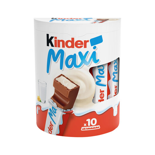 KINDER Maxi Chocolate con leche en barrita extrafino en porciones 10 uds. 210 g.