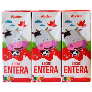 AUCHAN Leche mini entera 6 x 200 ml Producto Alcampo.