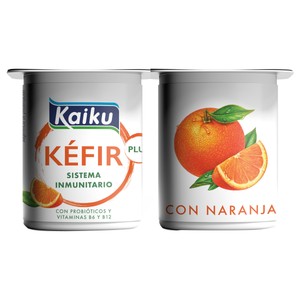Plus Kéfir con naranja, probióticos y vitaminas B6 y B12 4 x 125 g.