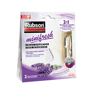 Deshumidificador, especial cajones y armarios, aroma lavanda, RUBSON Minifresh, 2x50grs.  