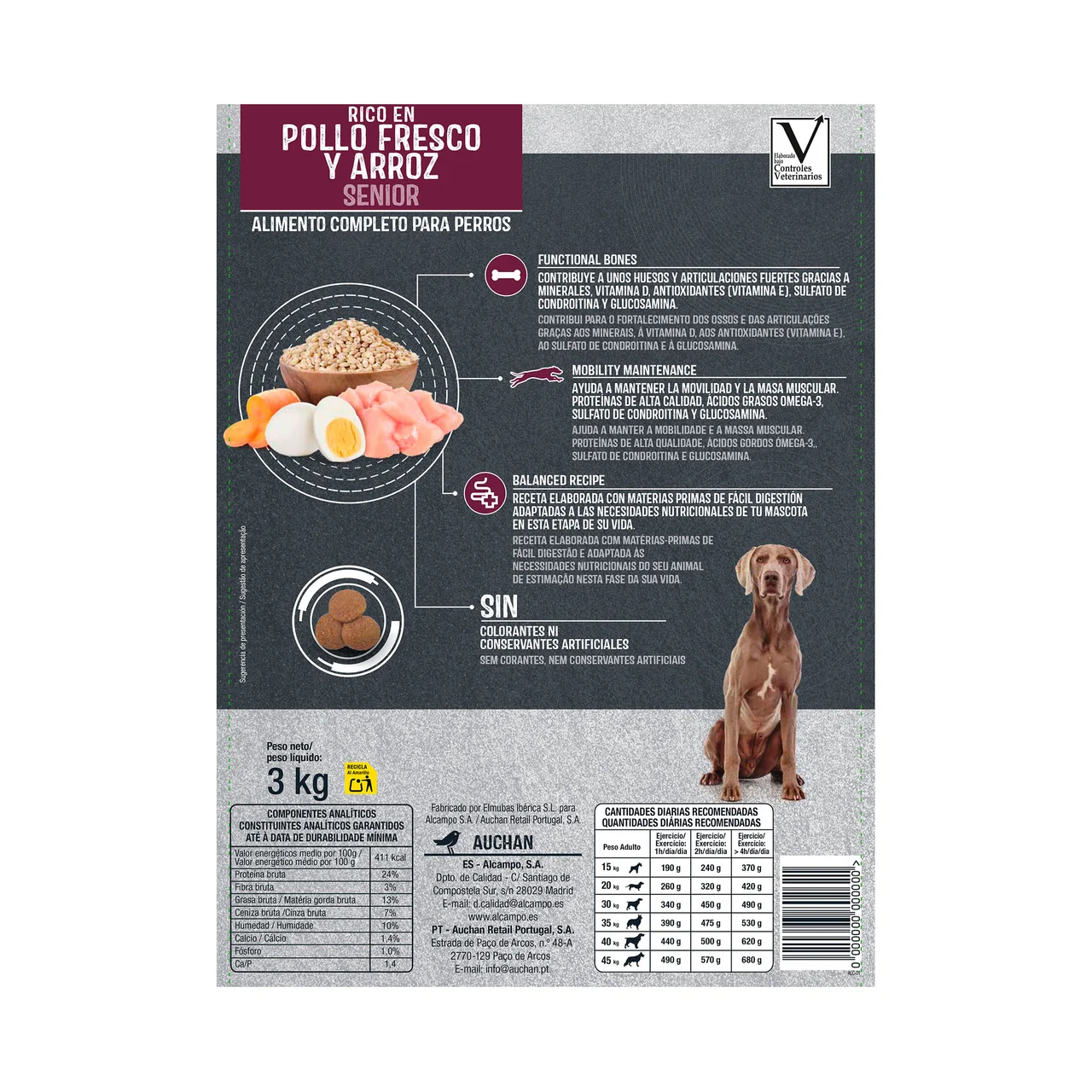 PRODUCTO ALCAMPO Alimento seco para perro senior 3 kg