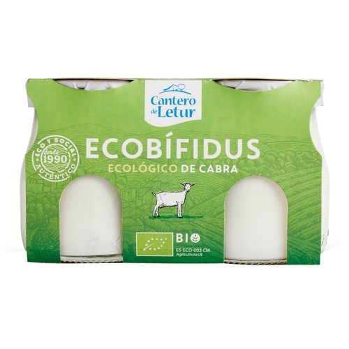 Yogur ecológico de cabra CANTERO DE LETUR pack 2 x 125 g.