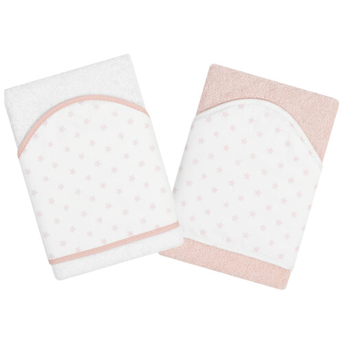 Capa de baño para bebés de 75x75cm,  blanco y rosa, PISPAS.