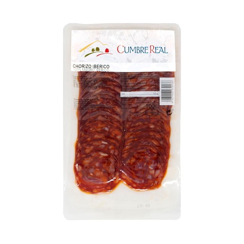 Chorizo ibérico, cortado en finas lonchas CUMBRE REAL 100 g.