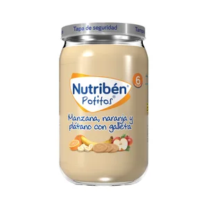 NUTRIBÉN Potitos® de fruta (manzana, naranja y plátano) con galletas, a partir de 6 meses 235 g.