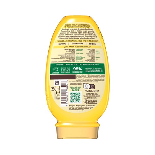 ORIGINAL REMEDIES Sun-kissed de Garnier Acondicionador iluminador, para cabellos rubios o con mechas 250 ml.
