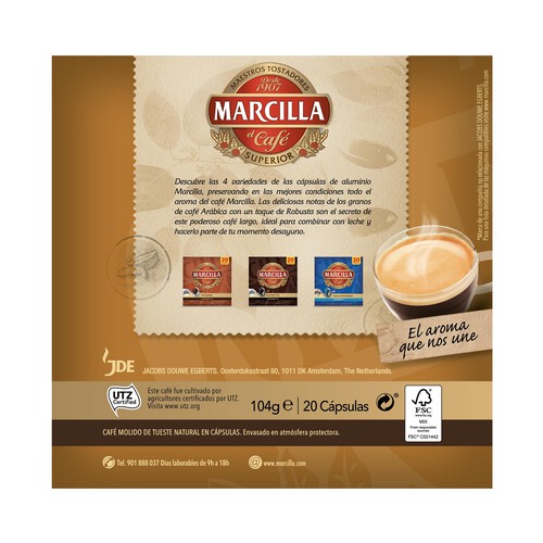 MARCILLA Café en cápsulas largo I10, 20 uds. 