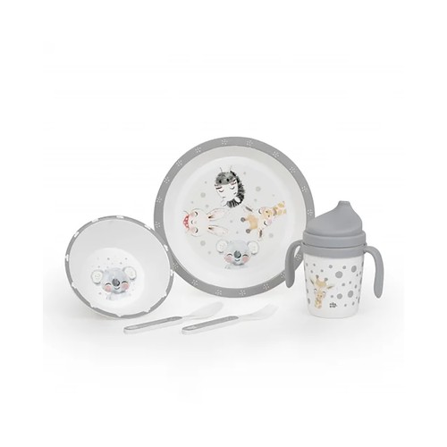 Set vajilla para bebé de 5 piezas color gris, INTERBABY.