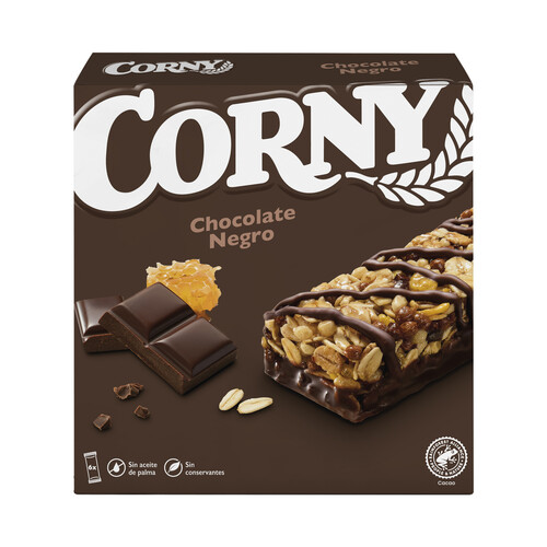 CORNY Barritas de cereales con chocolate negro 6 x 23 g.
