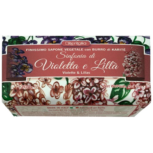ITERITALIA Pastilla de jabón para tocador con aroma a violetas y lilas 200 g.