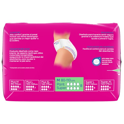INDASEC Discreet Pants de incontinencia super, talla mediana, para perdidas de orina severas 10 uds