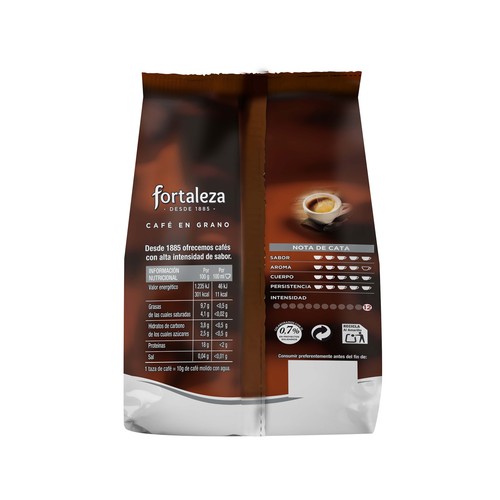 FORTALEZA Café en grano superior torrefacto Bolsa de 250 g.