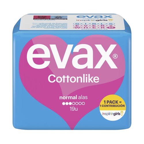 EVAX Compresas normal con alas EVAX Cottonlike 19 uds.