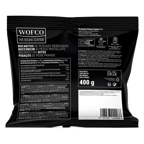 WOFCO Bocaditos de pescado rebozados 400 g. 