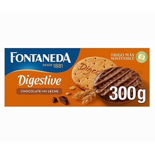FONTANEDA Digestive Galletas cubiertas de chocolate con leche 300 g.
