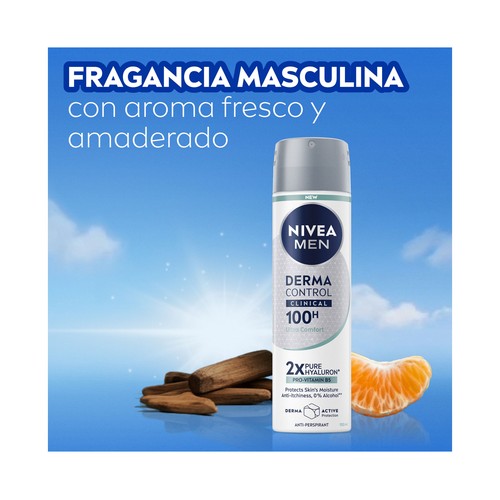 NIVEA Men derma control clinical Desodorante en spray para hombre antitranspirante hasta 100 horas 150 ml.