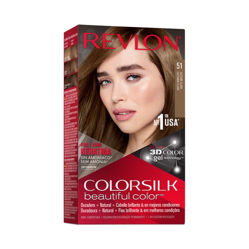 REVLON Colorsilk tono 51 Castaño claro Coloración permanente sin amoniaco.