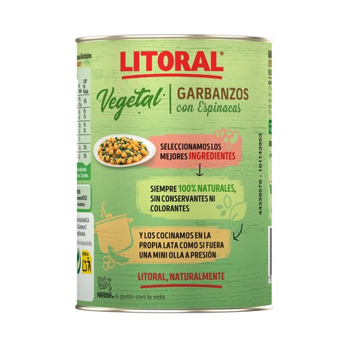 LITORAL Garbanzos con espinacas lata 425 g.
