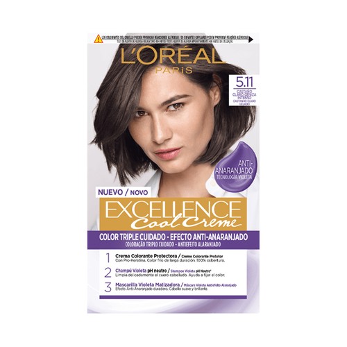 L´ORÉAL PARIS Tinte de pelo permanente tono 5.11 Castaño claro ceniza intenso.