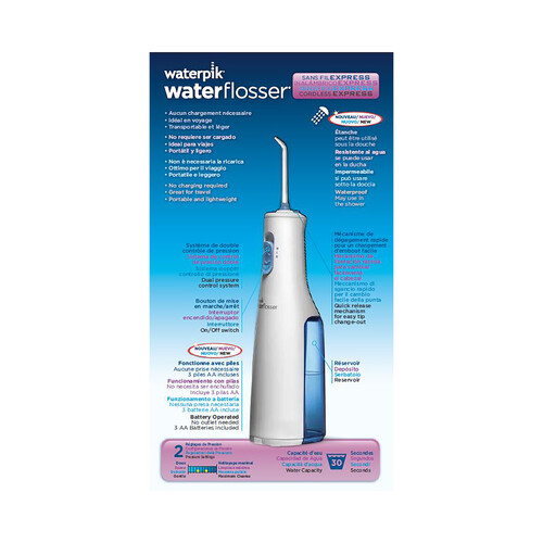 WATERPIK Irrigador oral inalámbrico con doble control de presión WATERPIK.