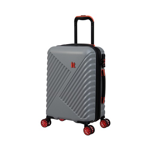 Maleta cabina tipo trolley expandible IT de 55cm, 8 ruedas, color gris.