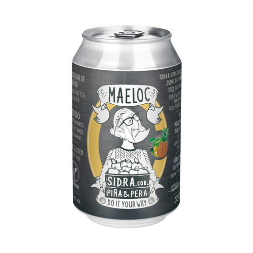 Sidra de manzana de cosecha de Galicia con piña y pera MAELOC lata de 33 cl.