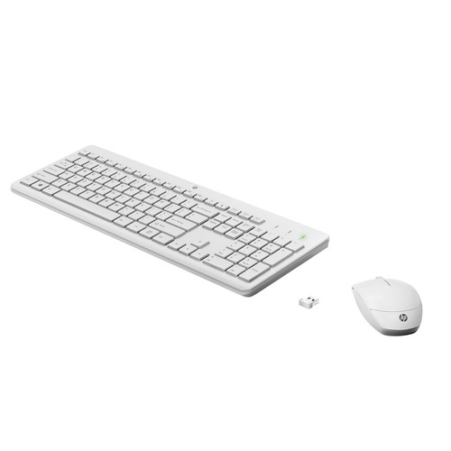 Combo teclado + ratón HP 230 color blanco, inalámbrico, a pilas