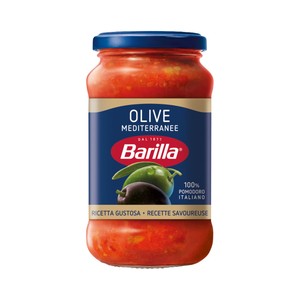 BARILLA Salsa Olive con base de tomate y aceitunas sin gluten 400 g.