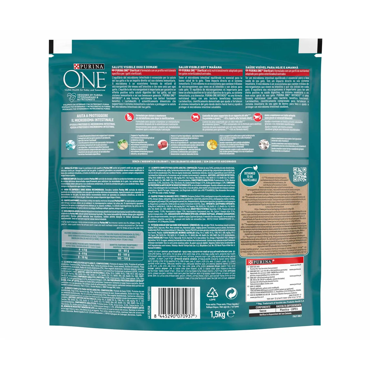 Pienso para gatos adultos esterilizados a base de buey 1,5 kg.