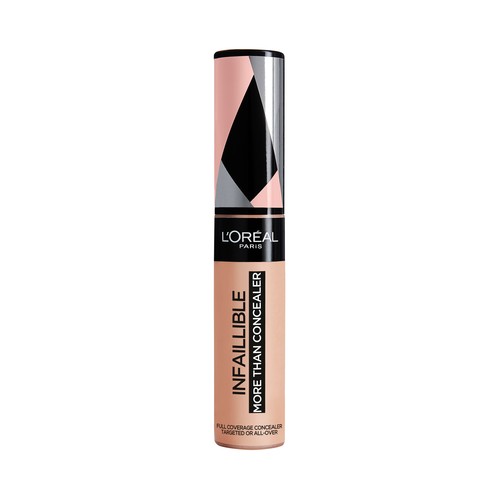 L"ORÉAL PARIS Infaillible. more than concealer tono 327 Cashmere Corrector y base de maquillaje de cobertura completa.