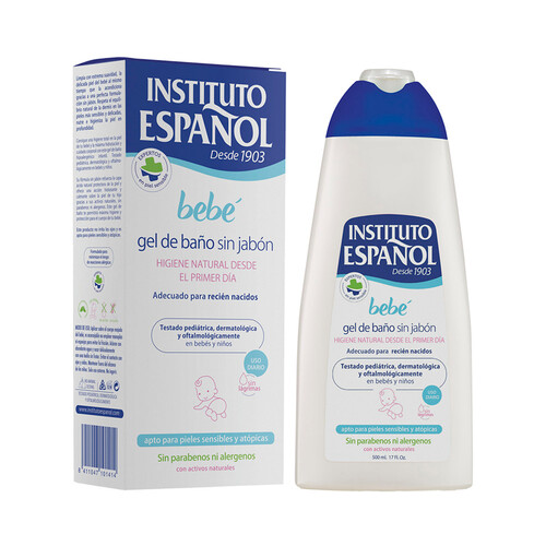 INSTITUTO ESPAÑOL Gel de baño sin jabón para pieles sensibles y atópicas INSTITUTO ESPAÑOL Bebé 500 ml.