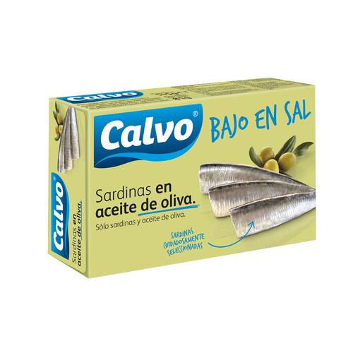 CALVO Sardinas en aceite de oliva bajo en sal 84 g.
