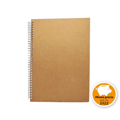 Cuaderno Tamaño A4 100 Hojas Espiral Papel Recicl. Kraft ALCAMPO