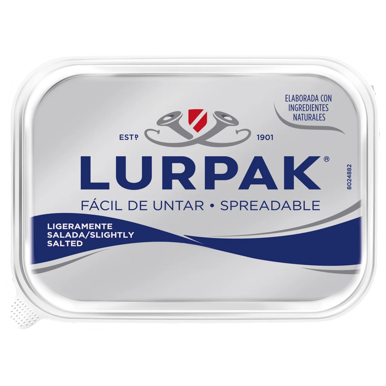 Materia grasa (78%) fácil de untar, ligeramente salada tarrina 200 g.