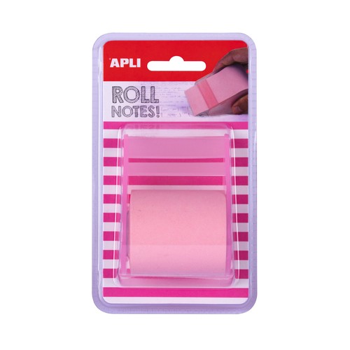 Bloc de notas 5cmx8m en rollo color rosa pastel. APLI