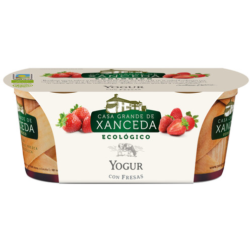 CASA GRANDE DE XANCEDA Yogur con fresas ecológico XANCEDA pack 2x125 gr,
