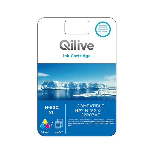 Cartucho de tinta compatible (62C) QILIVE H-62C XL, color.