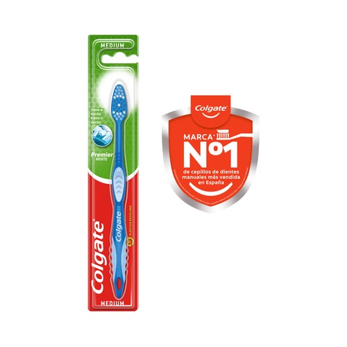 COLGATE Premier white Cepillo de dientes medio que ayuda a eliminar las manchas superficiales.