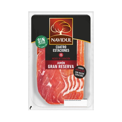 NAVIDUL Cuatro estaciones Jamón gran reserva (curación mínima de 15 meses), cortado en lonchas 70 g.