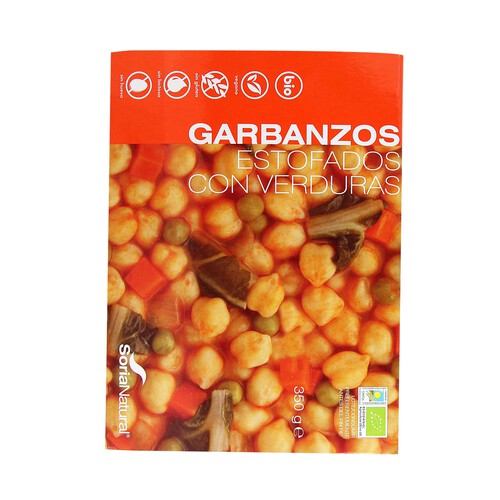 SORIA NATURAL Garbanzos estofados con verduras, ecológicos SORIA NATURAL 300 g.