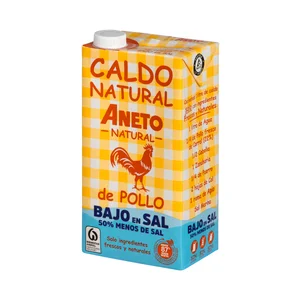 ANETO Caldo de pollo de corral con verduras y bajo contenido en sal brik de 1 L.