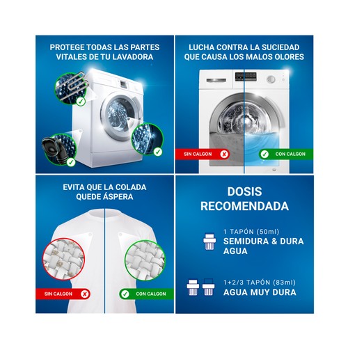 CALGON Limpiador antical líquido para lavadora power 750 ml.