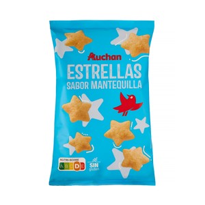 PRODUCTO ALCAMPO Estrellas de maíz con sabor a mantequillas 80 g.