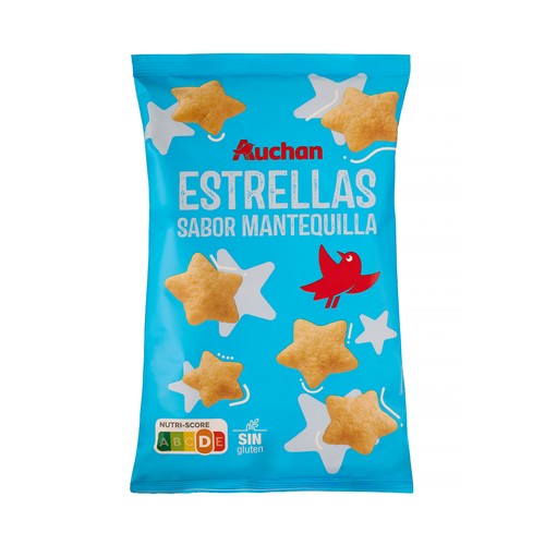 PRODUCTO ALCAMPO Estrellas de maíz con sabor a mantequillas 80 g.