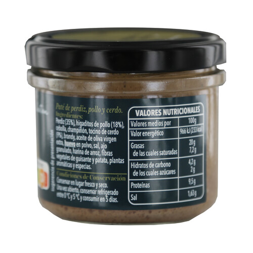 ALCAMPO GOURMET Paté de perdiz ALCAMPO GOURMET 110 g.