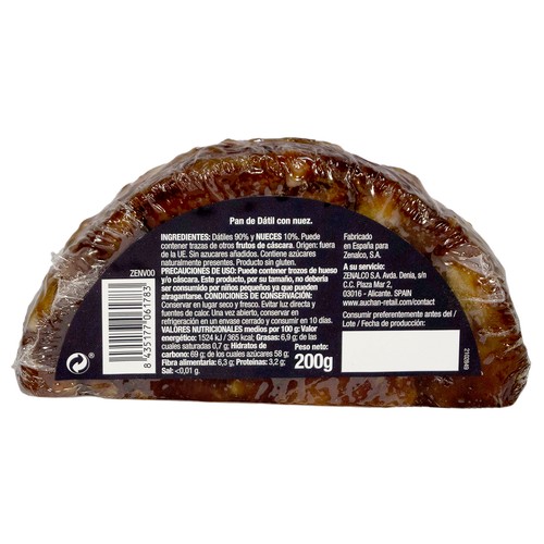 ALCAMPO GOURMET Pan de dátil con nueces 200 g.
