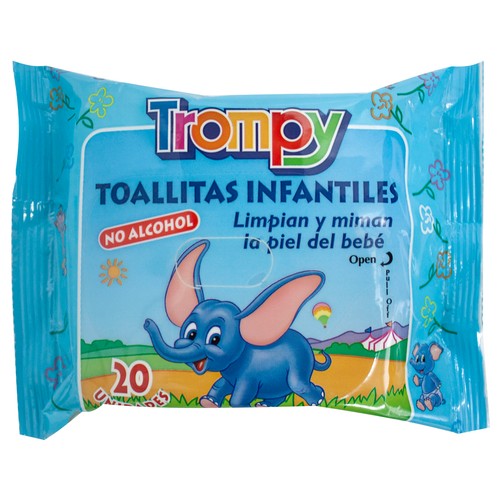 TROMPY Toallitas húmedas para bebé sin alcohol TROMPY 20 uds.