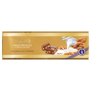 LINDT Chocolate con leche y almendras enteras 300 g.