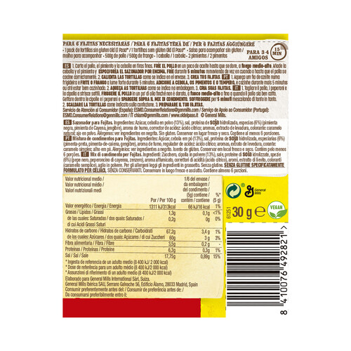 OLD EL PASO Sazonador fajitas sin gluten OLD EL PASO 30 g. Alcampo