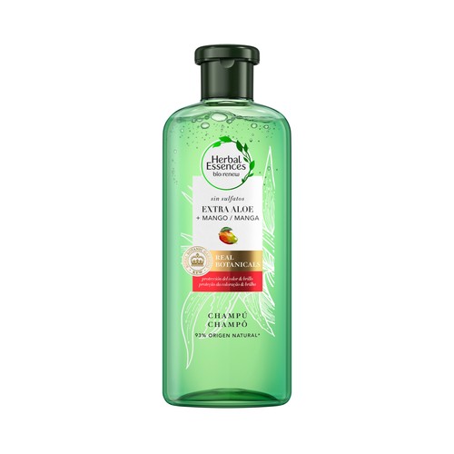 HERBAL ESSENCES Champú con extra de aloe vera y mango, con protector de color y del brillo HERBAL ESSENCES Bio:renew 380 ml.